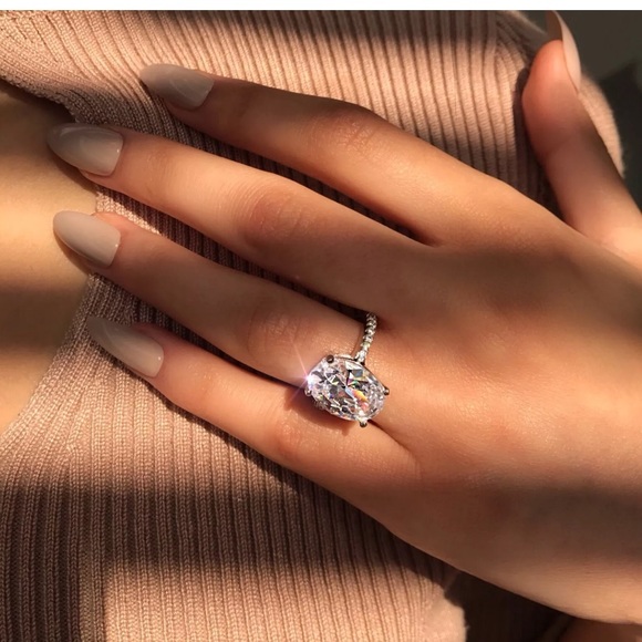 S925 Silver Ring Women White Sapphire Ring - Picture 4 of 5